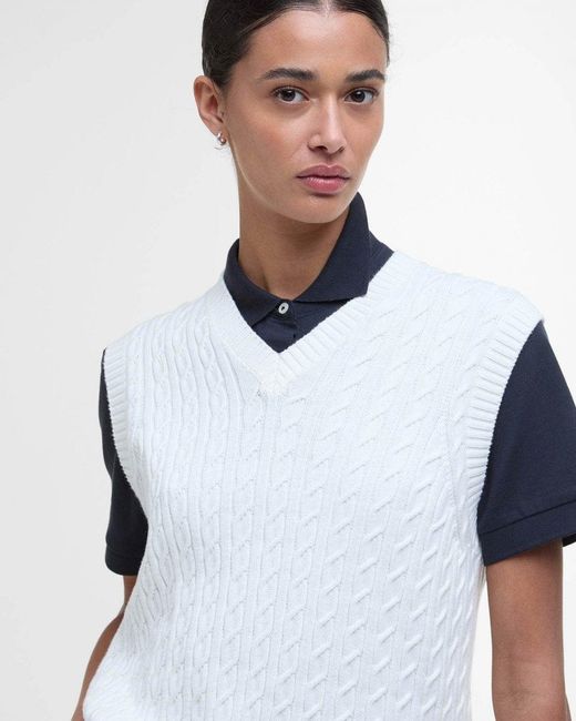 Barbour White Hartland Knit Tank Top