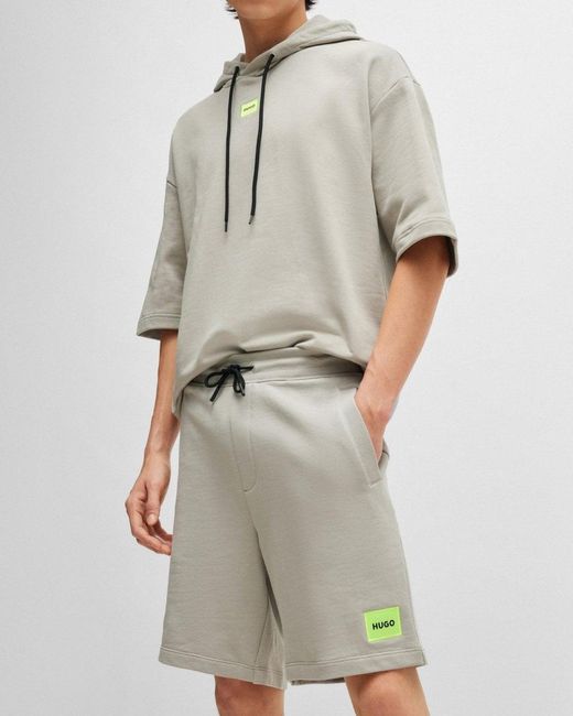 HUGO Green Diz222 Cotton Terry Shorts With Logo Label for men