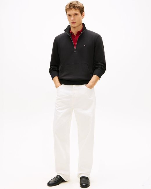 Tommy Hilfiger Black Essential Terry 1/4 Zip Sweatshirt for men