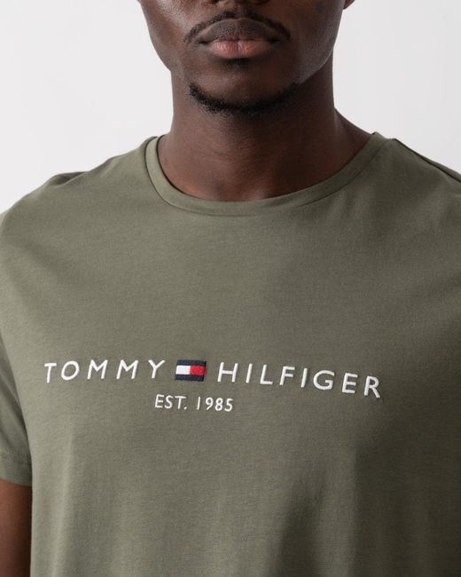 Tommy Hilfiger Green Tommy Logo Basic T-Shirt for men