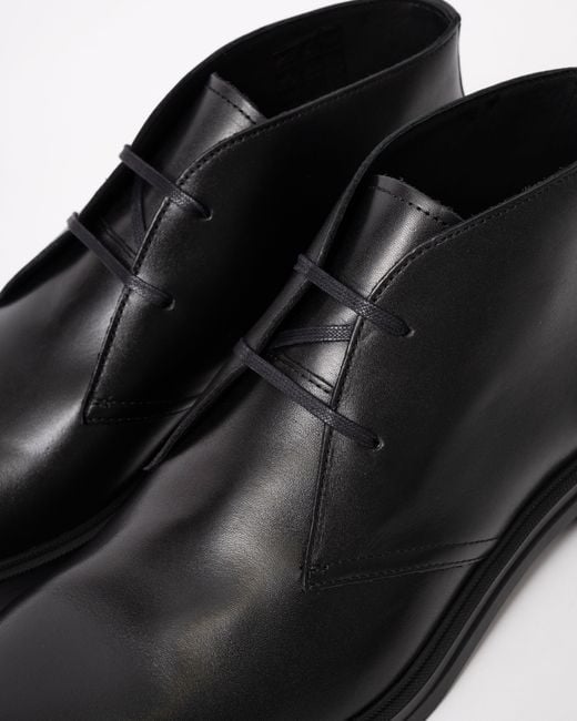 Boss Black Calev Leather Desert Boots With Signature Stripe Detailing for men
