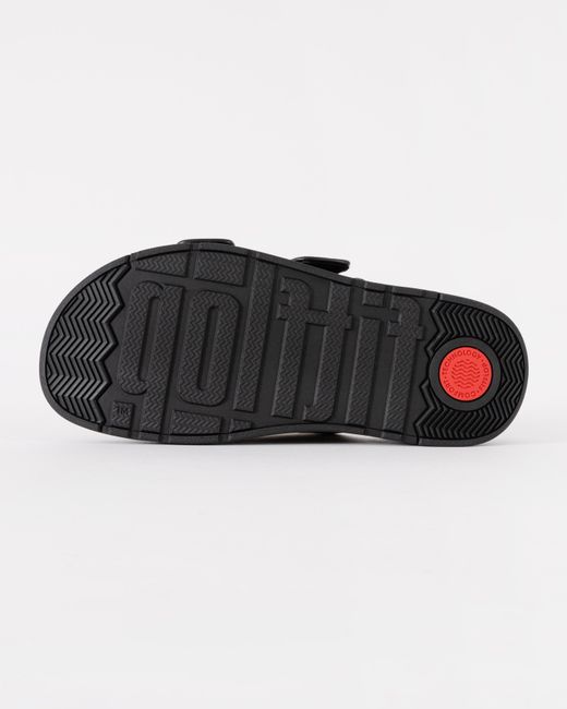 Fitflop Brown Gen-Ff Buckle Graphic-Weave Two-Bar Slides