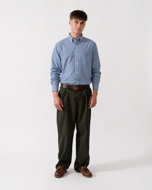 Gant Blue Regular Fit Long Sleeve Poplin Stripe Shirt for men