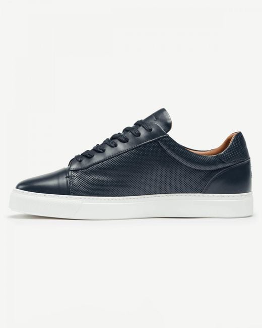 Oliver Sweeney Blue Almada Perforated Leather Trainers for men