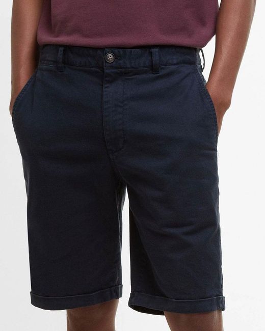 Barbour Blue Washed Twill Chino Shorts for men