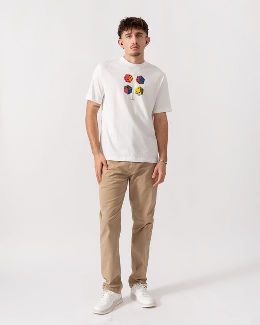 Paul Smith White Ps Casual Fit Dice Graphic T-Shirt for men
