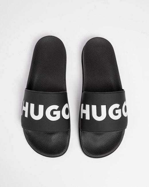 HUGO Black Match Slides With Logo Strap Nos for men