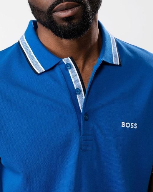 Boss Blue Paddy Contrast Polo Nos for men