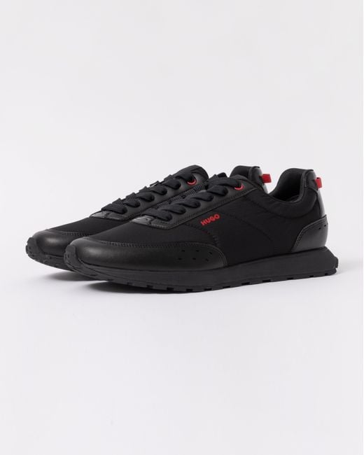 HUGO Black Icelin Running-Inspired Trainers With Zigzag Detailing for men