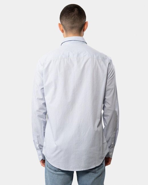 Armani Exchange White Long Sleeved Pinstripe Shirt for men