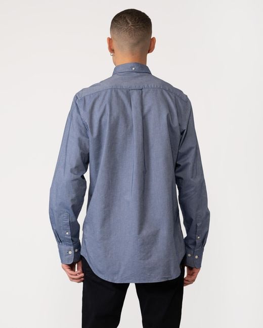 Gant Blue Regular Fit Long Sleeve Oxford Shirt for men