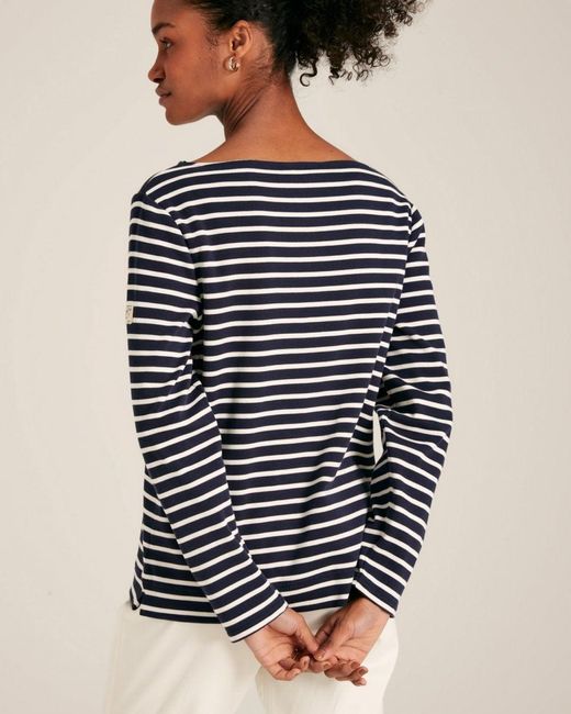 Joules White New Harbour Striped Breton Top
