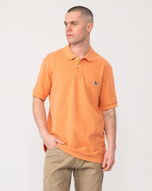Paul Smith Orange Ps Regular Fit Short Sleeve Organic Cotton Zebra Polo for men
