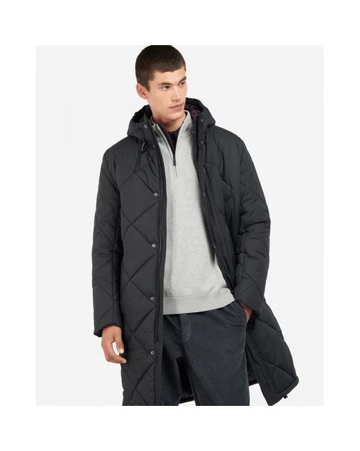 Barbour Gray Melbury Long Quilted Jacket for men