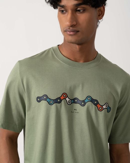 Paul Smith Green Ps Regular Fit Chain Graphic T-Shirt for men
