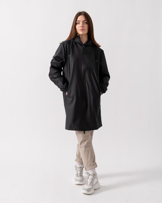 Rains Black Long Storm Breaker Jacket Size: L
