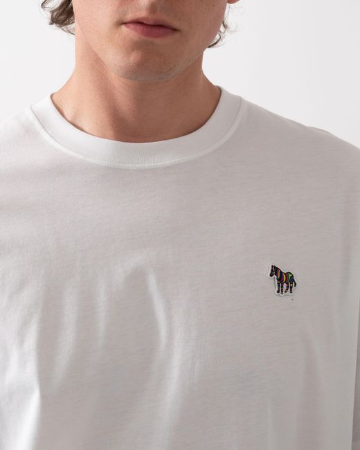 Paul Smith White Ps Regular Fit Cotton Zebra Logo T-Shirt for men