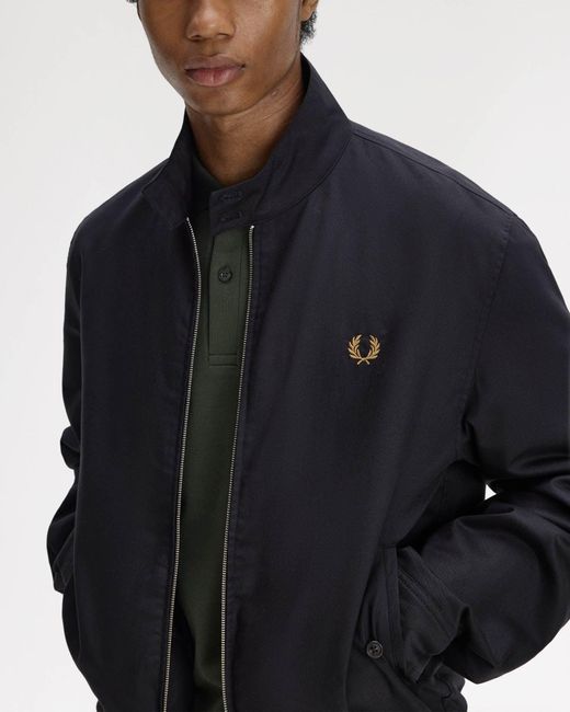 Fred Perry Blue Twill Harrington Jacket for men