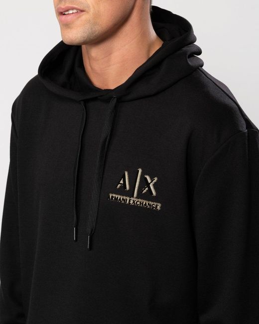 Armani Exchange Black 3d A|x Logo Pullover Hoodie for men