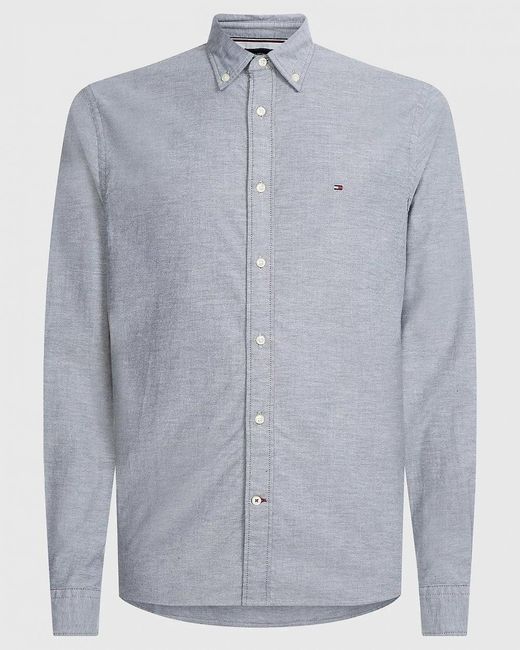 Tommy Hilfiger Gray Core 1985 Flex Long Sleeve Oxford Shirt Size: M for men