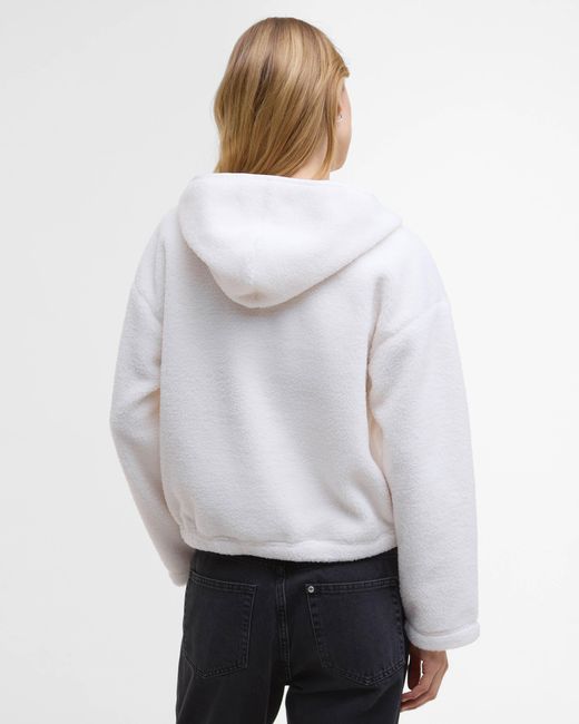 Barbour White Lola Fleece Hoodie