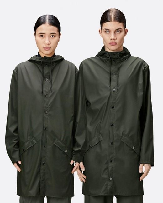 Rains Green Long Unisex Jacket