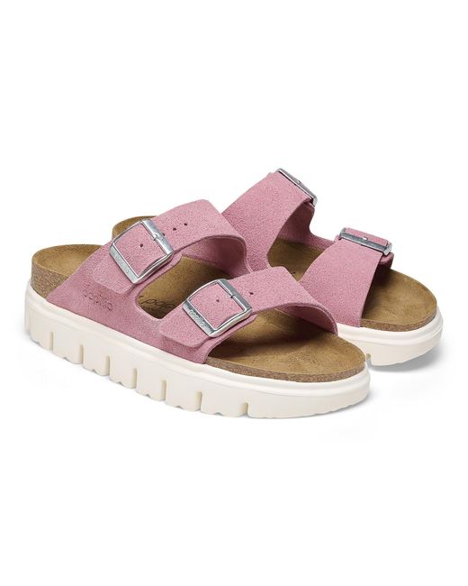 Birkenstock Pink Papillio Arizona Chunky Suede Sandals