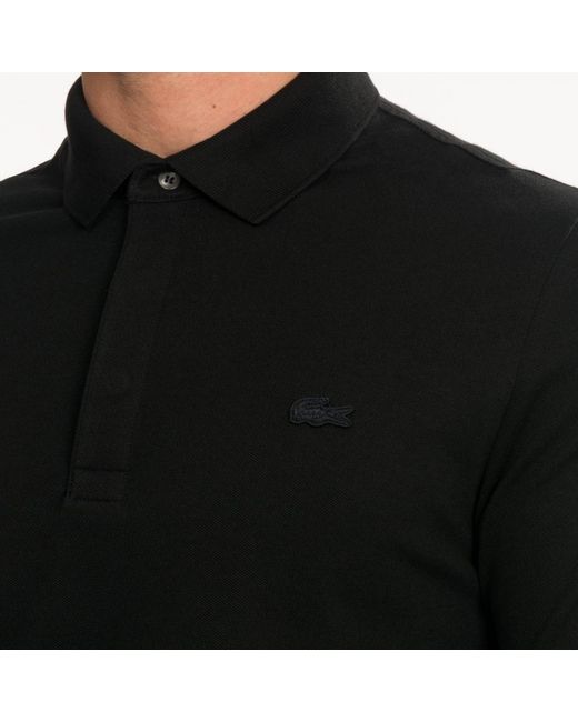 Black lacoste long sleeve polo sales