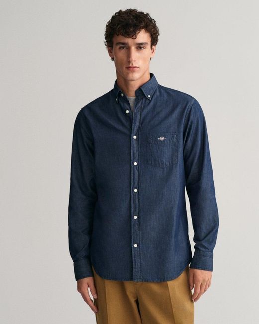 Gant Blue Regular Fit Indigo Shirt for men
