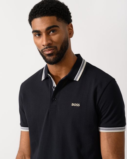 Boss Black Paddy Cotton-Piqué Polo Shirt With Contrast Logo for men