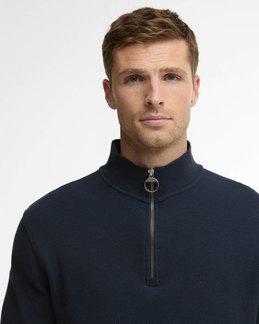 Barbour Blue Pique Interlock Half Zip Sweatshirt for men