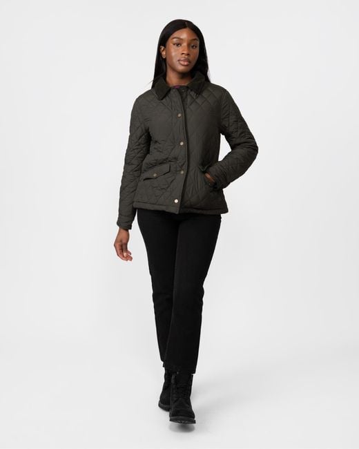 Joules Arlington Cropped Quilted Jacket in Brown Lyst