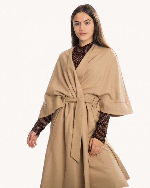 Calvin Klein Natural Wool Cashmere Wrap Coat
