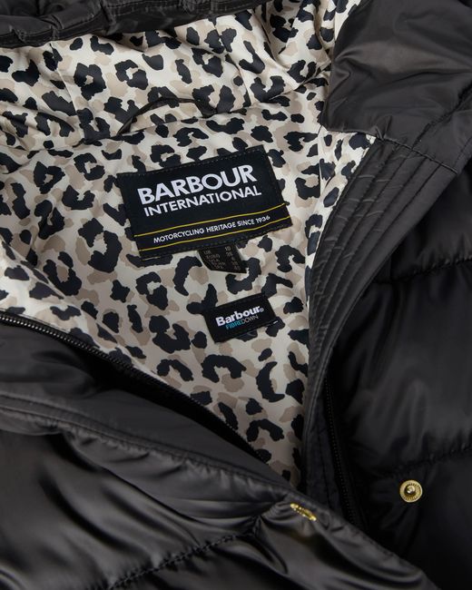 Barbour Black Short Track Line Puffer Jacket