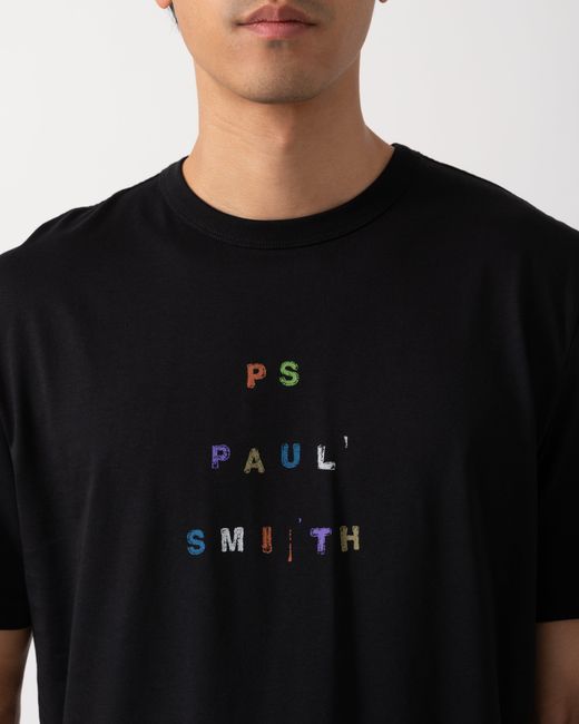 Paul Smith Black Ps Casual Fit Multicolour Text T-Shirt for men
