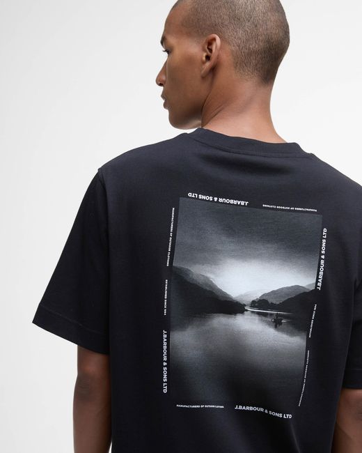Barbour Black Parkend Photographic Relaxed T-Shirt for men