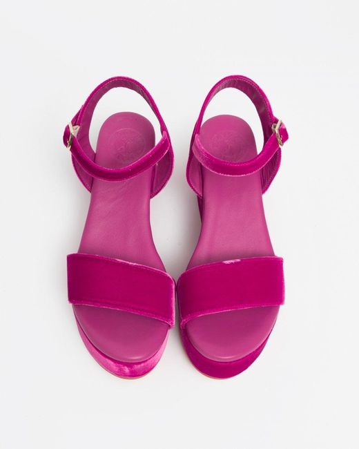 Penelope Chilvers Red Girasol Velvet Platform Sandal