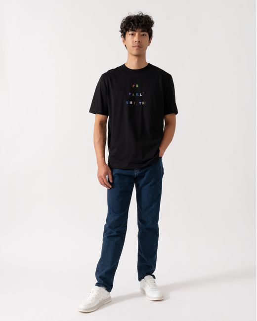 Paul Smith Black Ps Casual Fit Multicolour Text T-Shirt for men