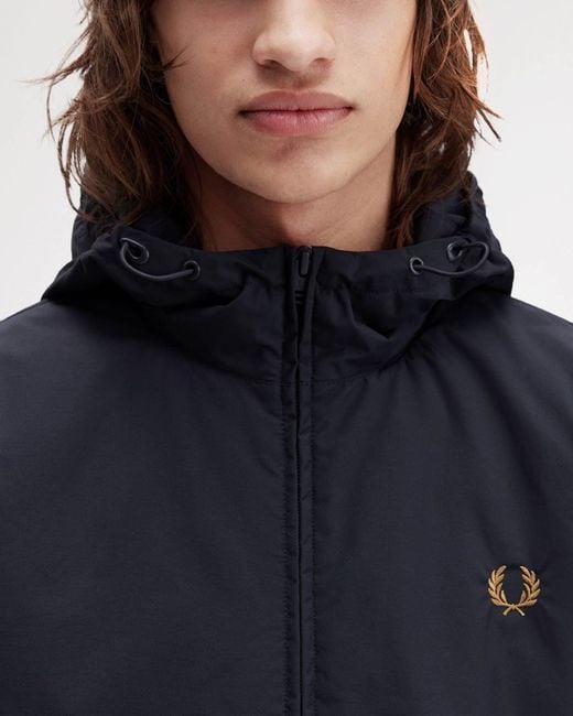 Fred Perry Blue Hooded Brentham Jacket for men