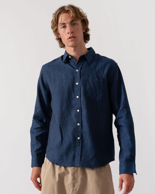 COLORFUL STANDARD Blue Long Sleeve Linen Shirt for men