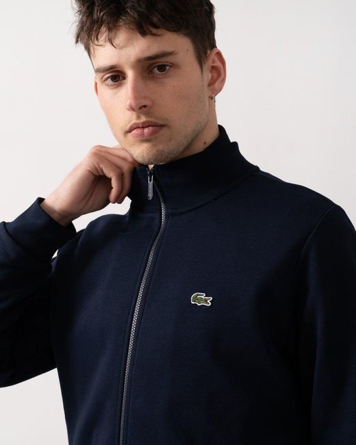 Lacoste Blue Regular Fit Brushed Fleece Zippered Sweatshirt for men