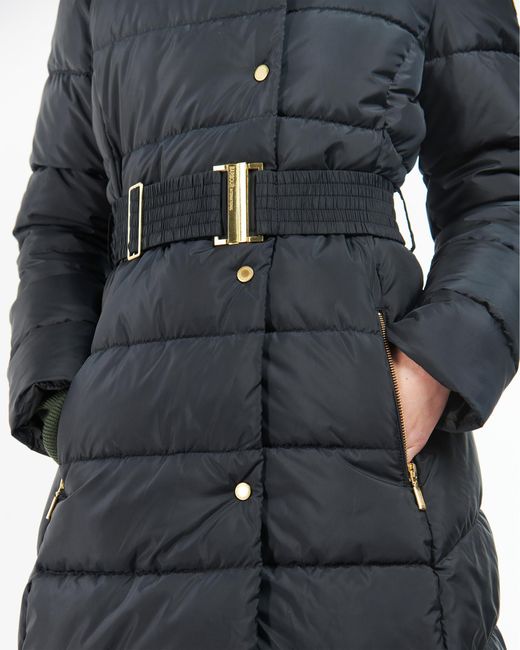 Barbour Blue Track Line Long Quilted Jacket