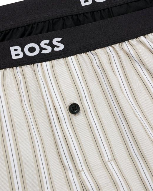 Boss Blue 2 Pack Cotton Pyjama Shorts With Logo Waistbands for men