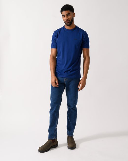 Boss Blue Tee Stretch Cotton T-Shirt With Contrast Logo for men