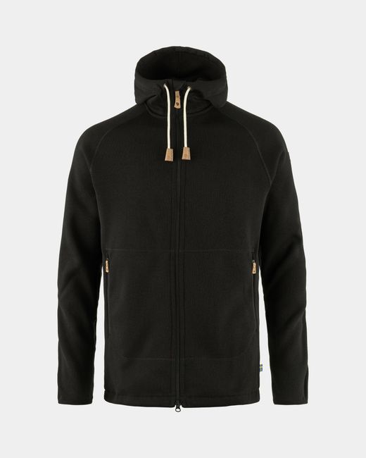 Fjallraven Black Ovik Fleece Hoodie for men
