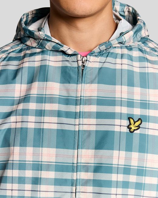 Lyle & Scott Blue Tartan Lightweight Hooded Jacket for men