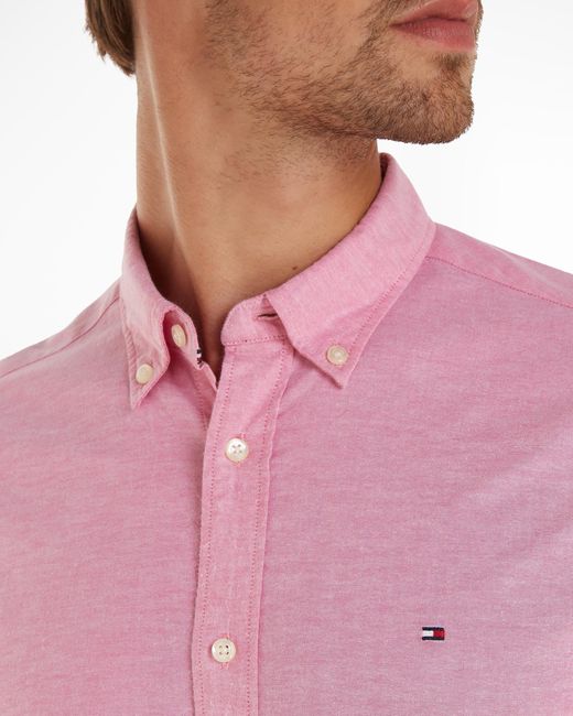 Tommy Hilfiger Pink 1985 Flex Oxford Long Sleeve Regular Fit Shirt for men
