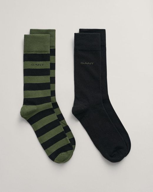 Gant Green Barstripe And Solid Socks for men