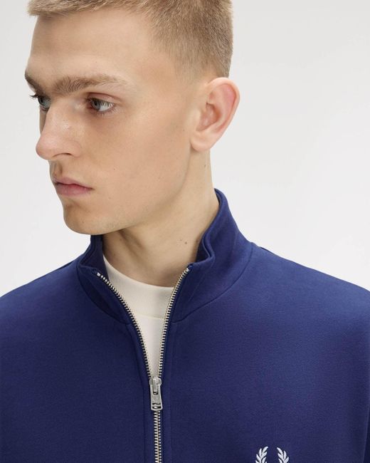 Fred Perry Blue Half Zip Sweatshirt for men