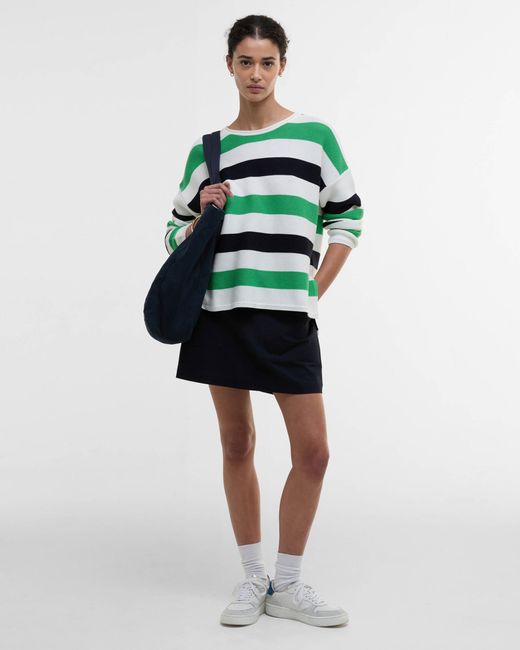 Barbour Green Marine Stripe Knitted Jumper